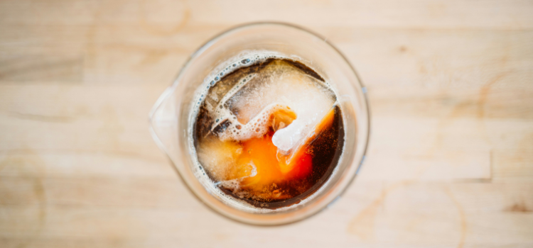 fresh iced coffee at home in a glass