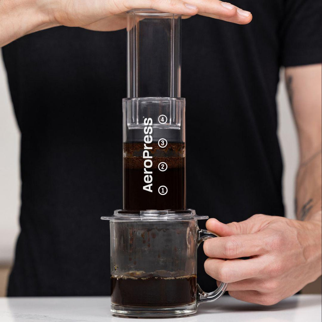 brewing with the Aeropress clear coffee maker