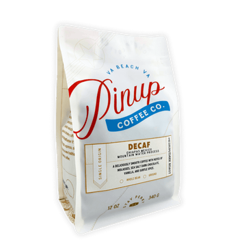 decaf mountain water process medium dark roast pinup coffee co