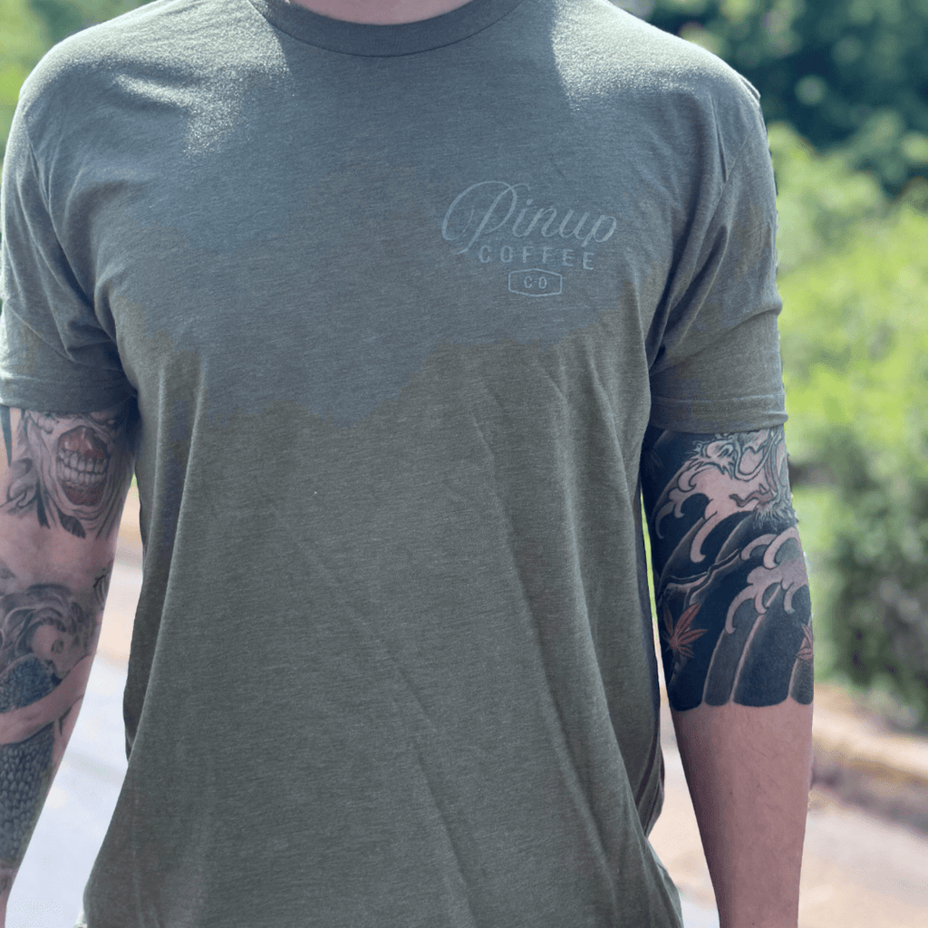 pinup coffee co military green shirt