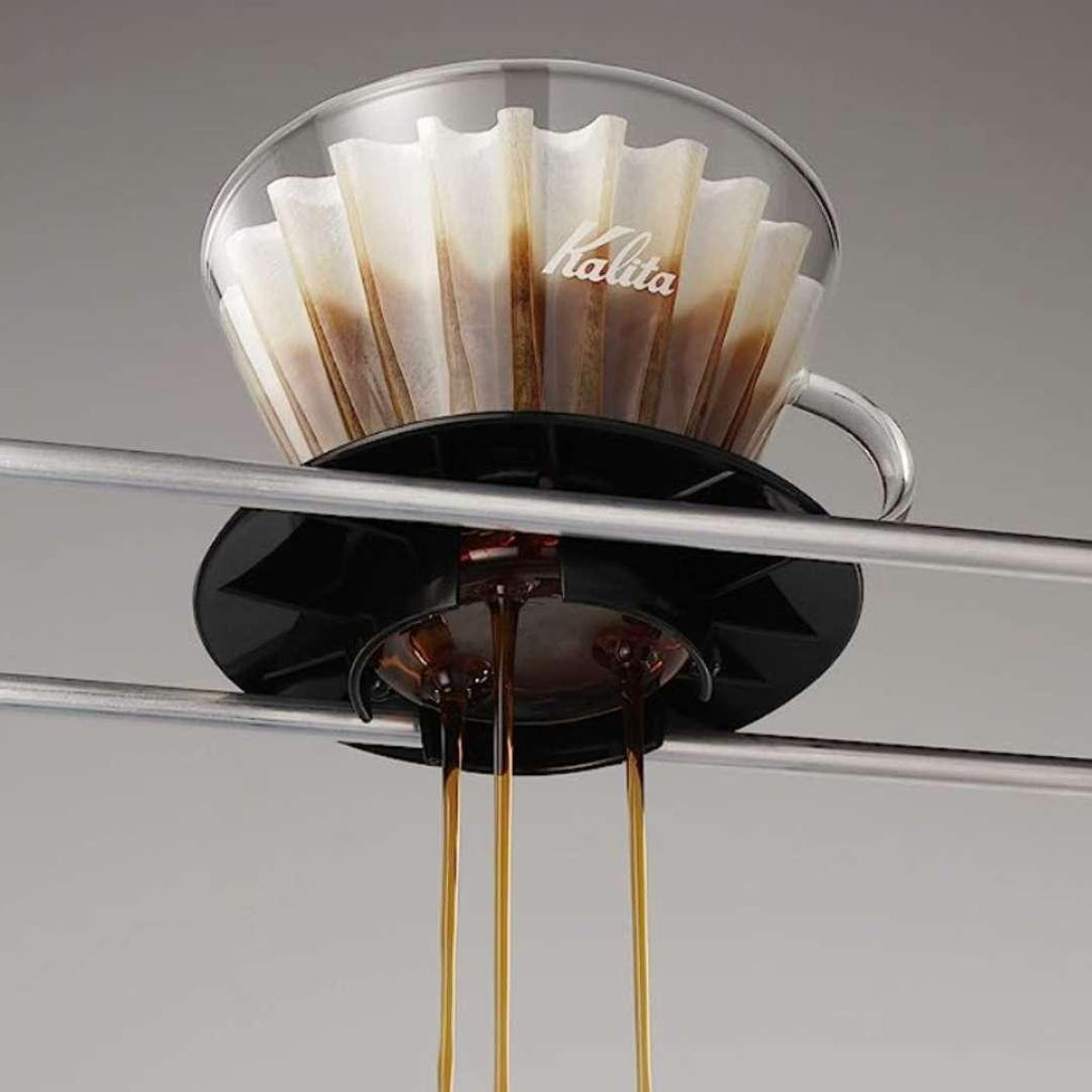 Kalita Wave coffee dripper with flat bottom and drain holes