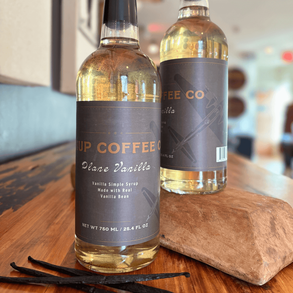 pinup coffee co custom vanilla syrup bottles