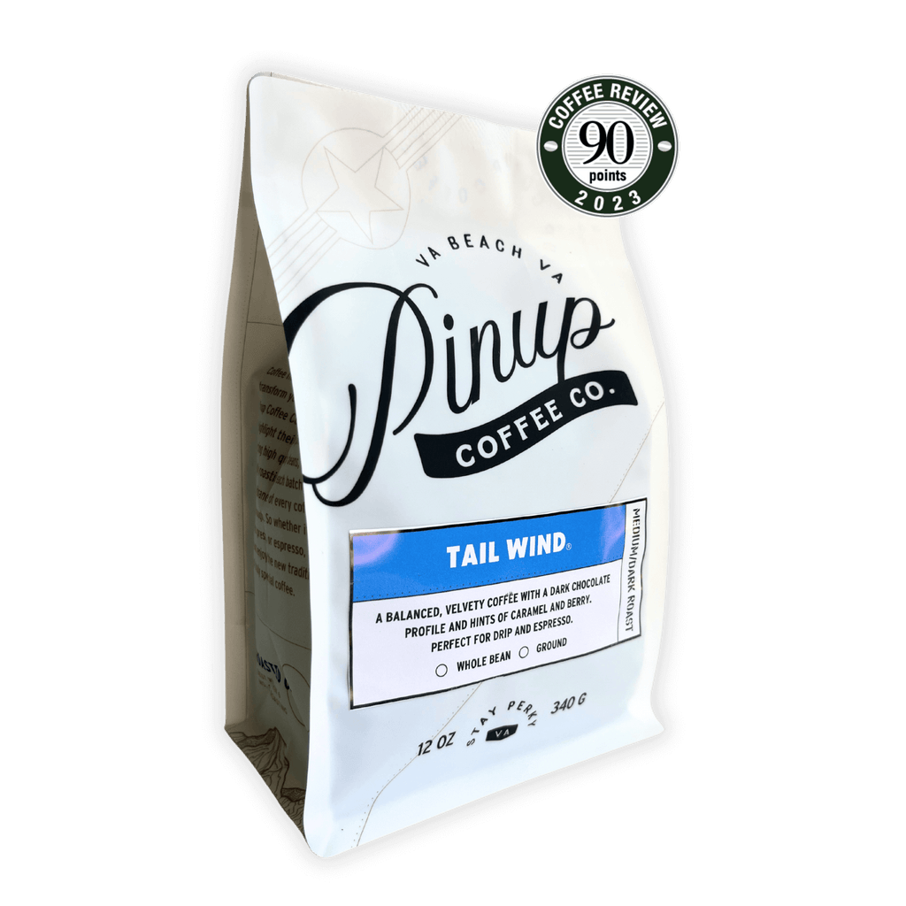 bag of tail wind medium dark roast espresso coffee blend