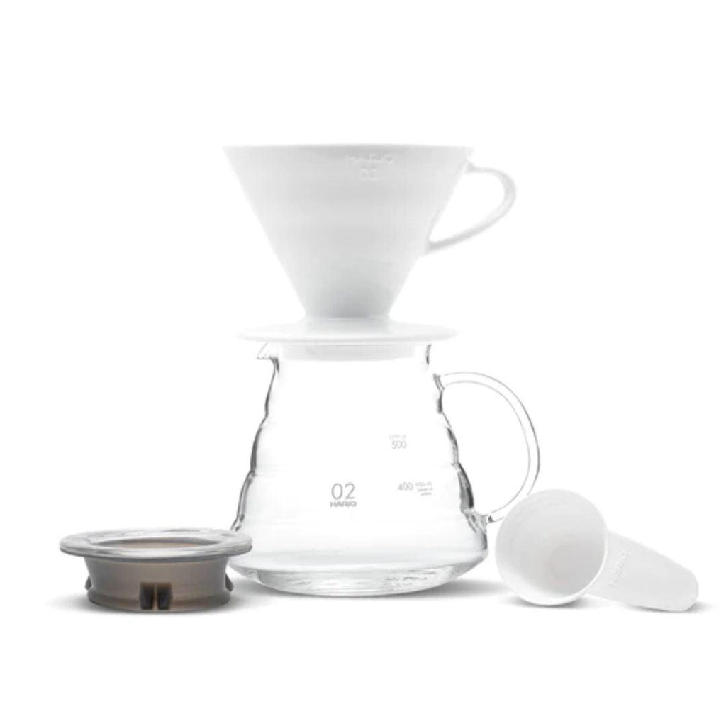 V60 pro pour over set with ceramic dripper and filters, scoop, and carafe