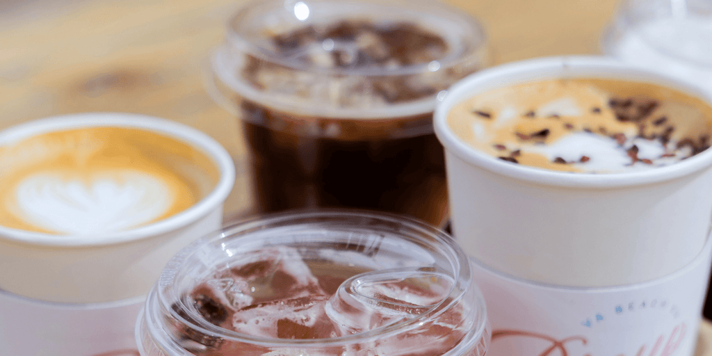 Assorted coffee drinks in takeout cups coffee shops virginia beach