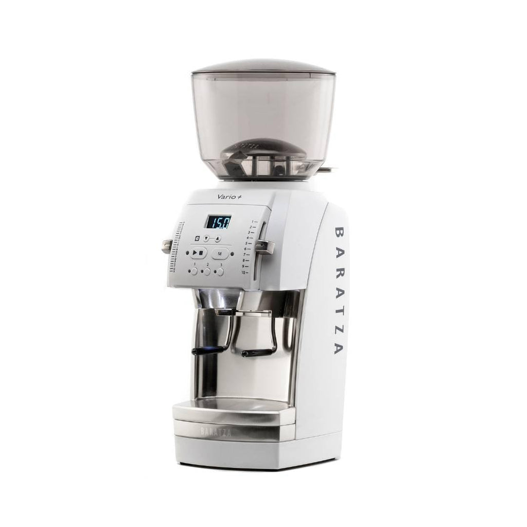 Baratza Vario+ espresso coffee grinder in white